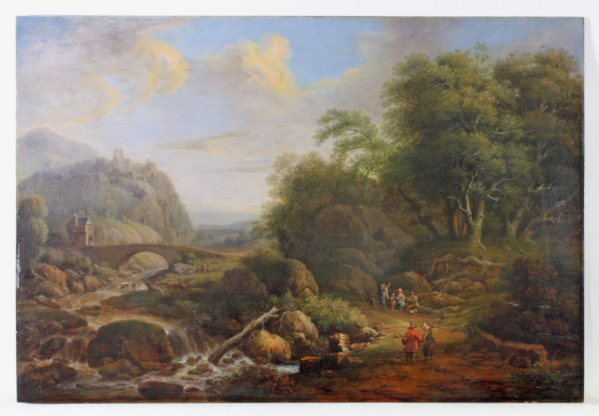 Manskir(s)ch, Franz (1768 Ehrenbreitstein - 1830 Danzig), "Wanderer in Flusslandschaft", Öl auf - Image 3 of 12