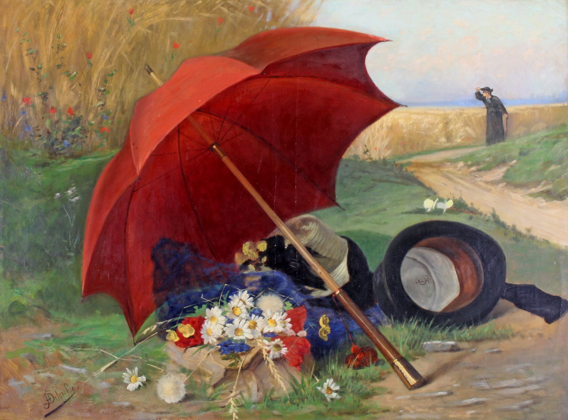 Delgouffre, Fernand (1848 - 1900, belgischer Maler), "Ein Schelm ist, wer Böses denkt", Öl auf
