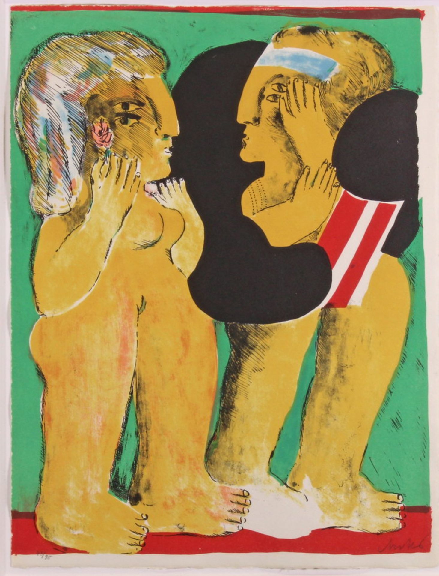 Antes, Horst (geb. 1936 Heppenheim, Maler und Grafiker), 2 Lithografien, "Figuren", je signiert