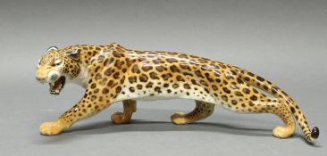 Porzellanfigur, "Leopard", Hutschenreuther, Germany, Kunstabteilung, polychrom, Modellentwurf von