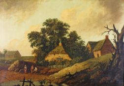 Crome, John (1768 Norwich - 1821 ebenda), alt zugeschrieben, "Idyllische Dorfansicht", Öl auf
