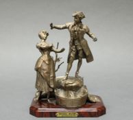 Figurengruppe, Metall, "Rencontre Imprévue", nach Vincent Désiré Faure de Broussé, 19 cm hoch,