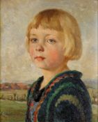 Adam, Luitpold I (1888 München - 1950), wohl, "Mädchen vor Weserlandschaft", links Blick auf Leteln,