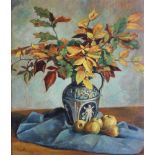 Arabin, Erich (1918 Herborn - 1995, studierte in Wien und Gießen), "Herbststillleben mit Äpfeln", Öl