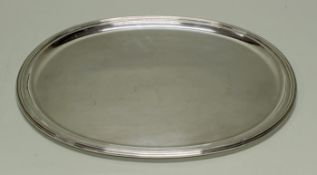 Tablett, Silber 800, Italien, Vavassori, oval, glatter Spiegel, Rand mit Rillenprofil, 49 x 39 cm,