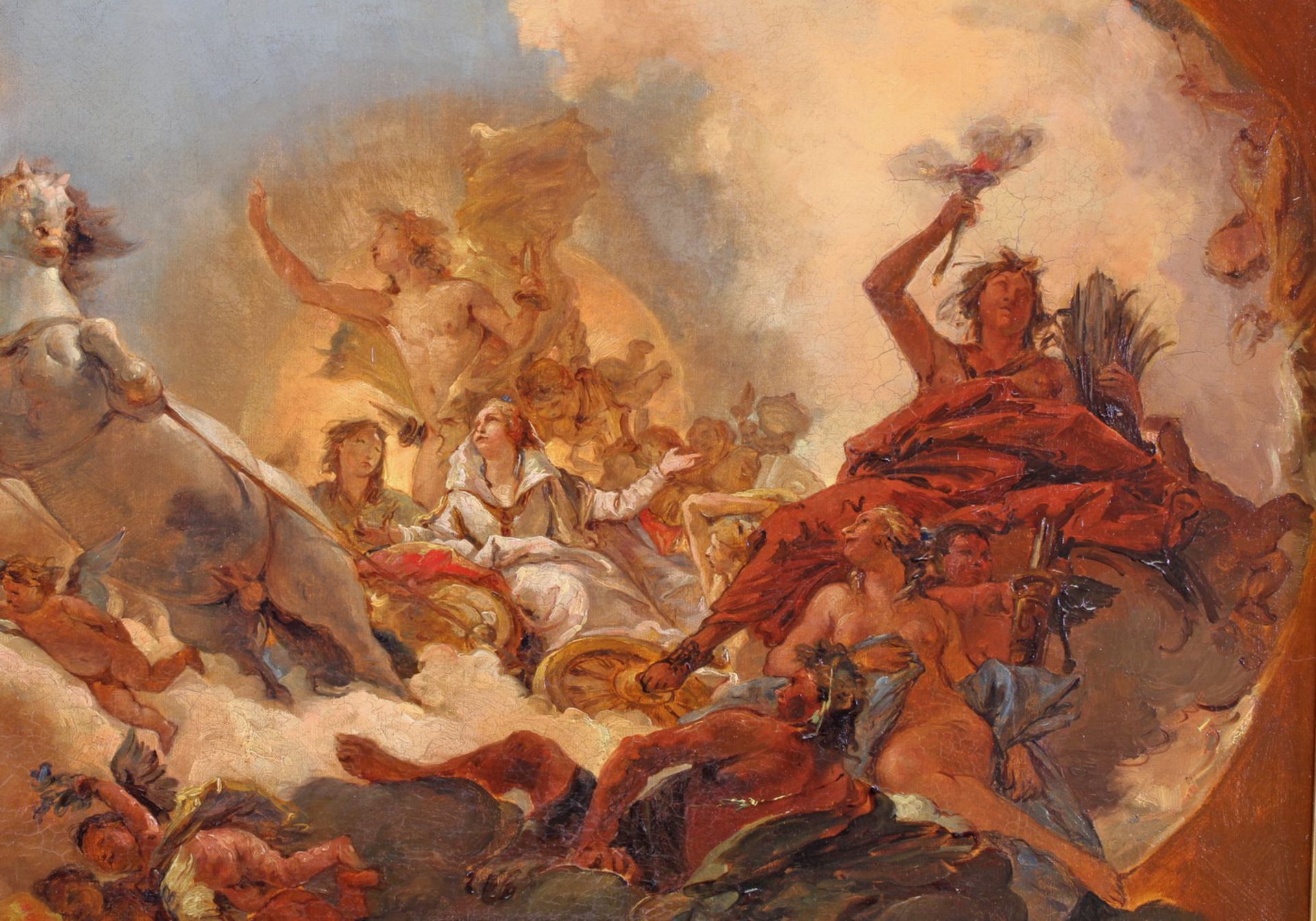 Kopist (19. Jh.), "Apollo geleitet Beatrice von Burgund zu Barbarossa", Öl auf Leinwand, 64 x 106 - Image 3 of 7