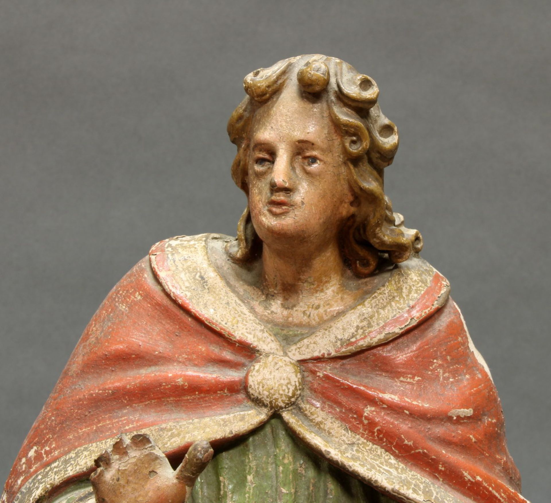 2 Skulpturen, Holz geschnitzt, "Muttergottes", "Hl. Johannes", aus einer Kreuzigungsgruppe, 17. Jh., - Bild 3 aus 4