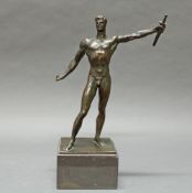 Bronze, dunkel patiniert, "Wehrmacht", auf der Plinthe bezeichnet A. Breker, auf Steinsockel, 32