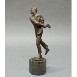 Bronze, dunkelbraun patiniert, "Tennisspieler", auf der Plinthe bezeichnet Remi, 20. Jh., auf