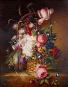 Schwammberger, Hildegard (geb. 1950 Essen, Malerin detailreicher Blumenstillleben, inspiriert von