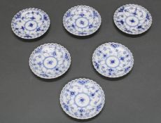 6 Tellerchen, Royal Kopenhagen, Musselmalet, Vollspitze, ø 11 cm