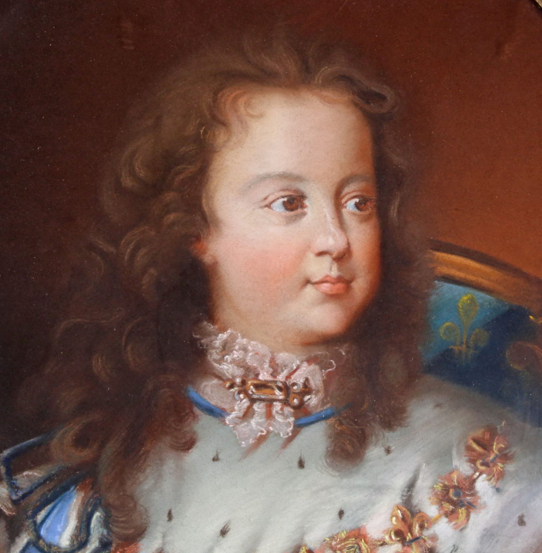 Porträtmaler (18./19. Jh.), "Bildnis Ludwig XV", Pastell auf Papier, auf Leinwand, 77 x 62 cm ( - Image 2 of 4