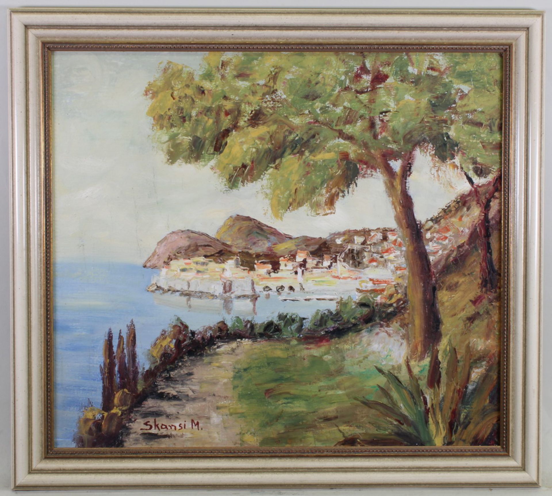 Skansi, Michail (1885 - 1979, Landschaftsmaler), "Mittelmeerküste", Öl auf Platte, signiert unten - Image 2 of 3