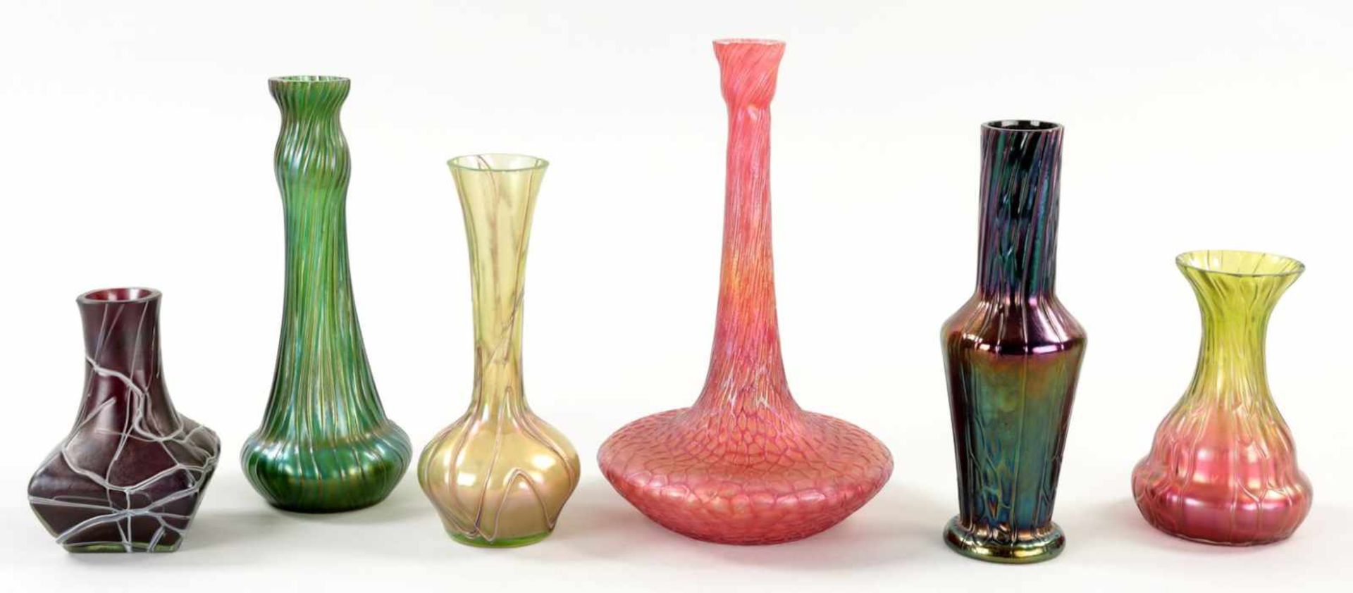 6 Jugendstil-Vasen