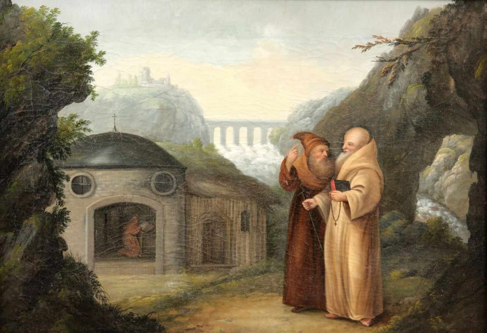 Gemäldepaar 'Mönche in Landschaft'<b - Bild 3 aus 3