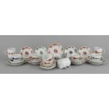 Bundle of 23 Meissen Items "Dragon Pattern"Seven cups with saucers and plates, two chocolate
