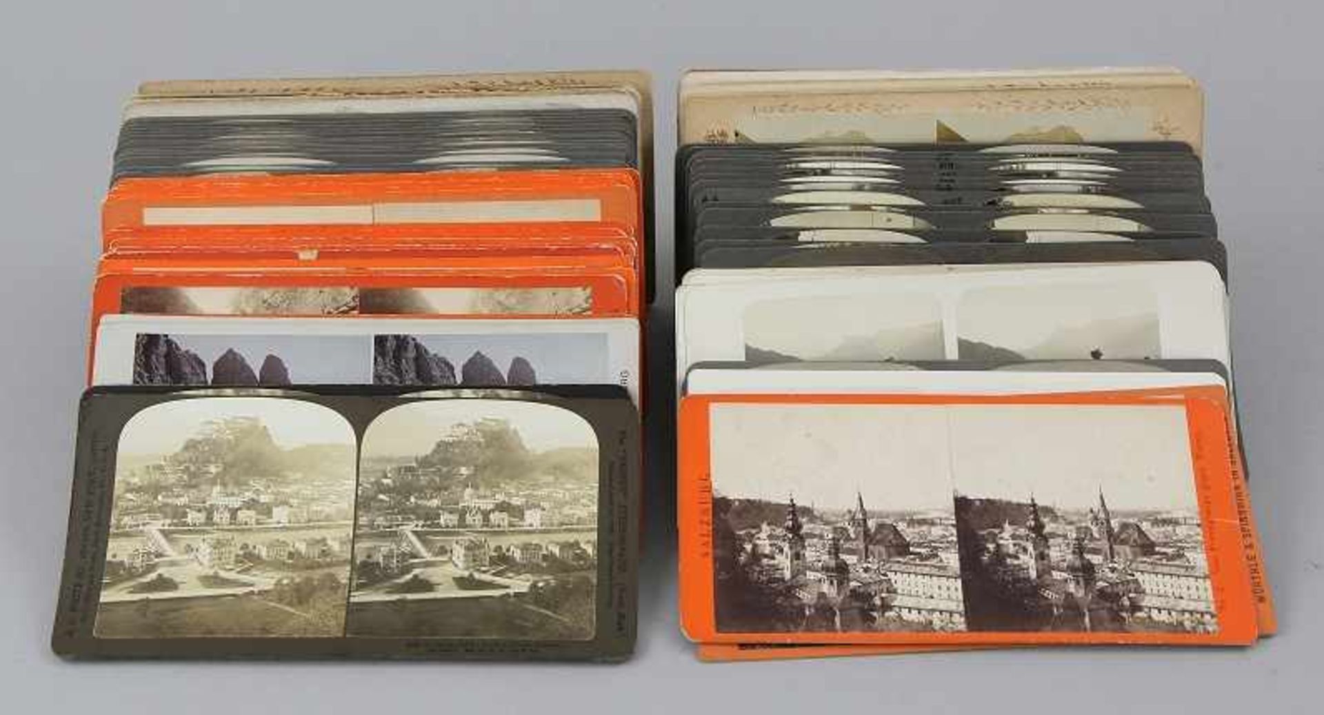 Large Bundle of 93 Stereoscopic Cards "Austria, Tyrol and Switzerland"