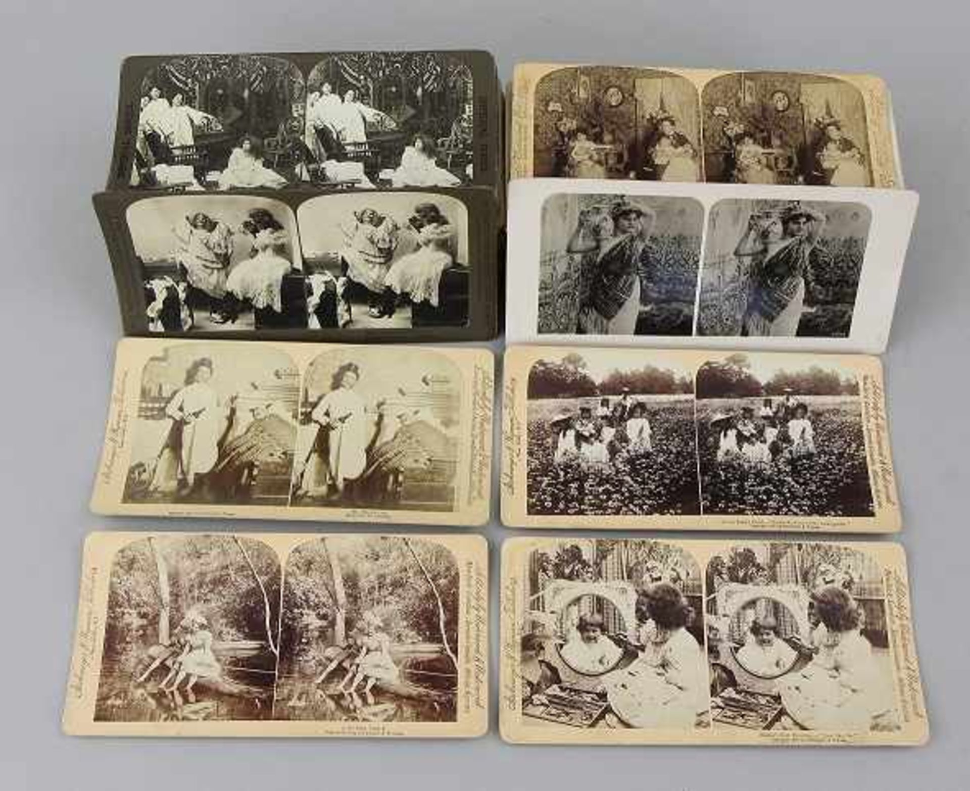 Large Bundle of 89 Stereoscopic Cards "Genre Szenes"