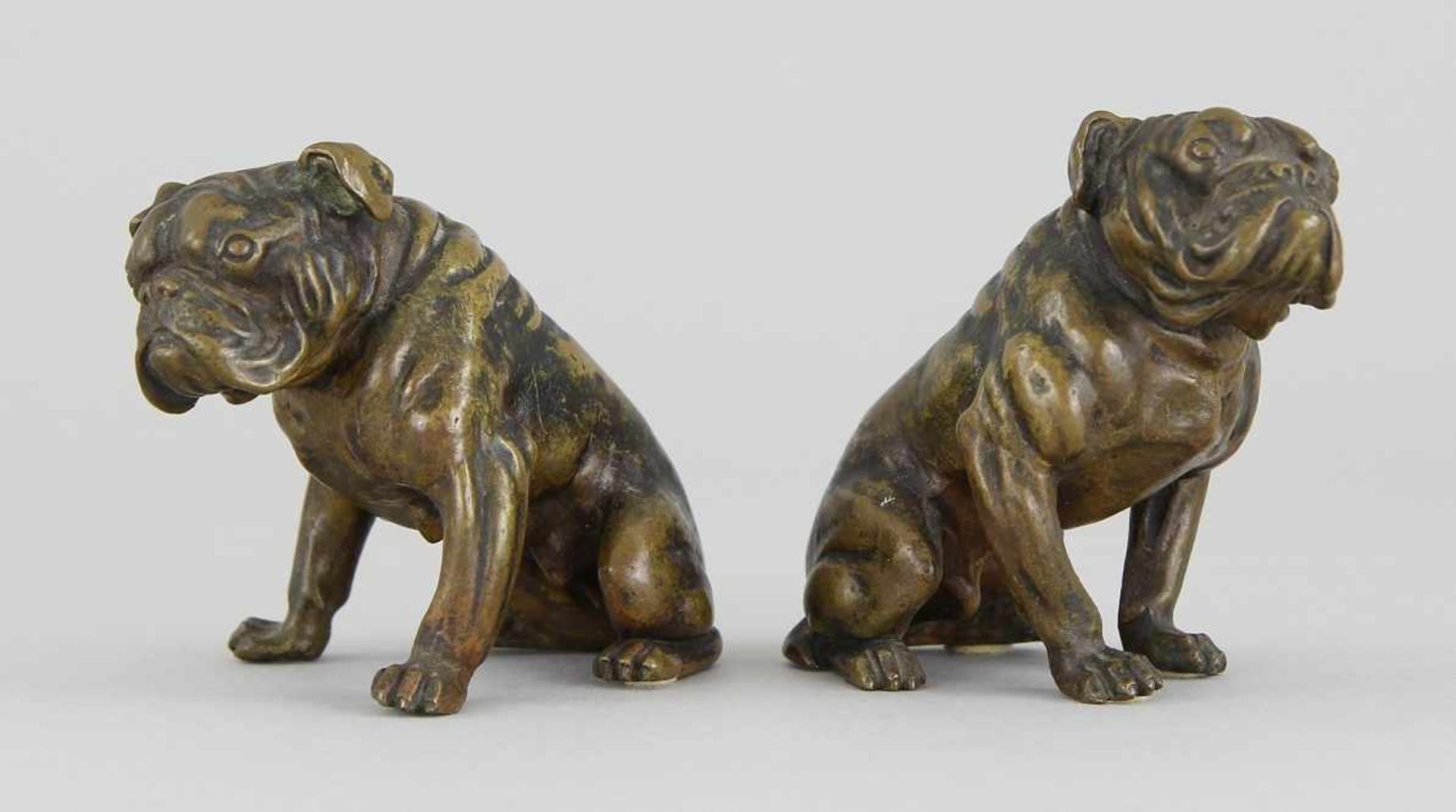 Pair of bronze figures "Bulldogs"