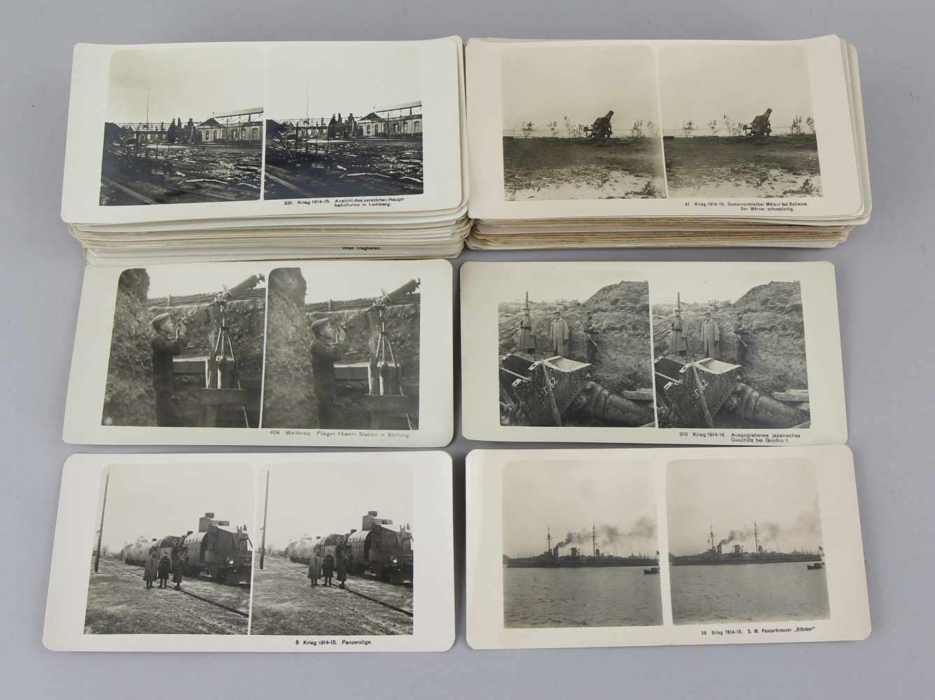 Large Bundle of 150 Stereoscopic Cards "World War 1914 - 1918"