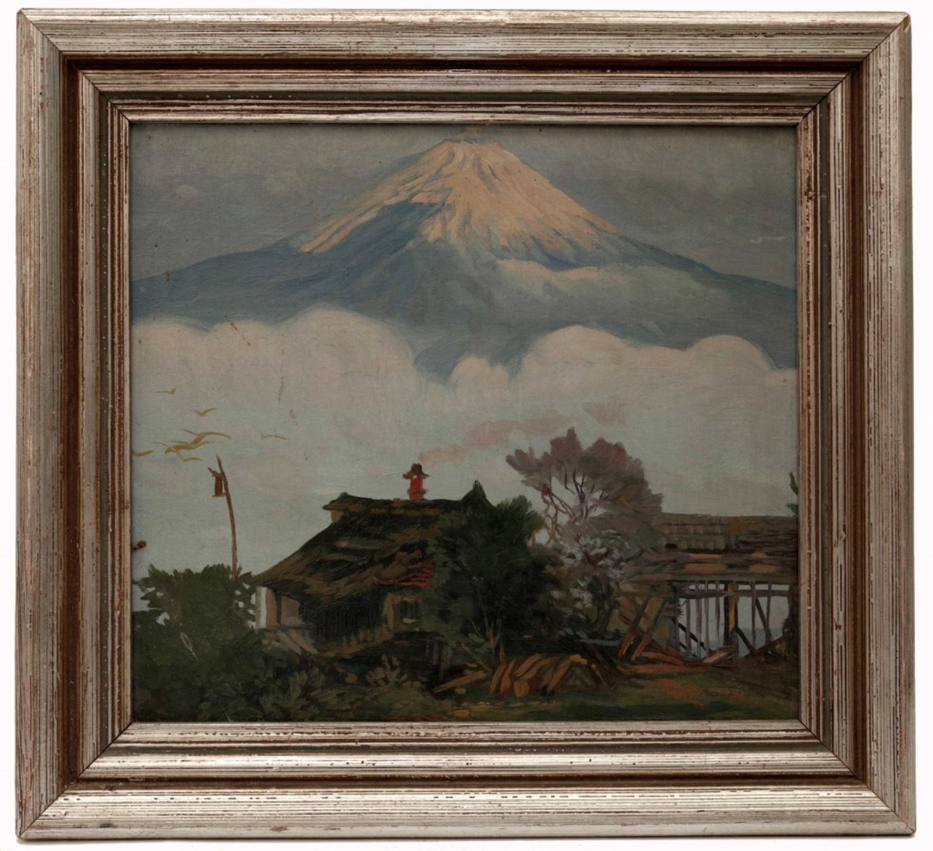 Japanese Landscape with Mount Fuji on Background