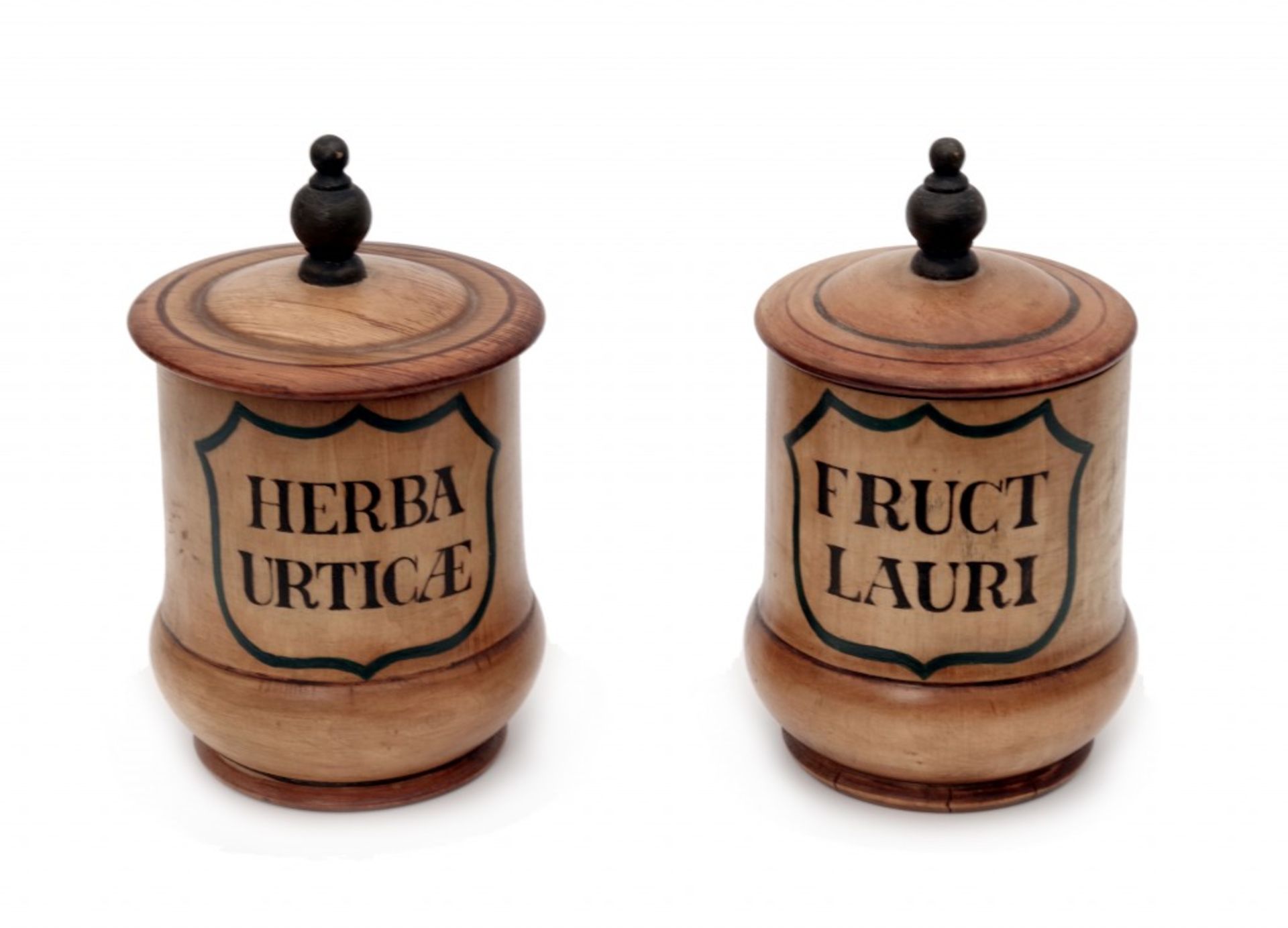 A Pair of Apothecary Lidded Jars