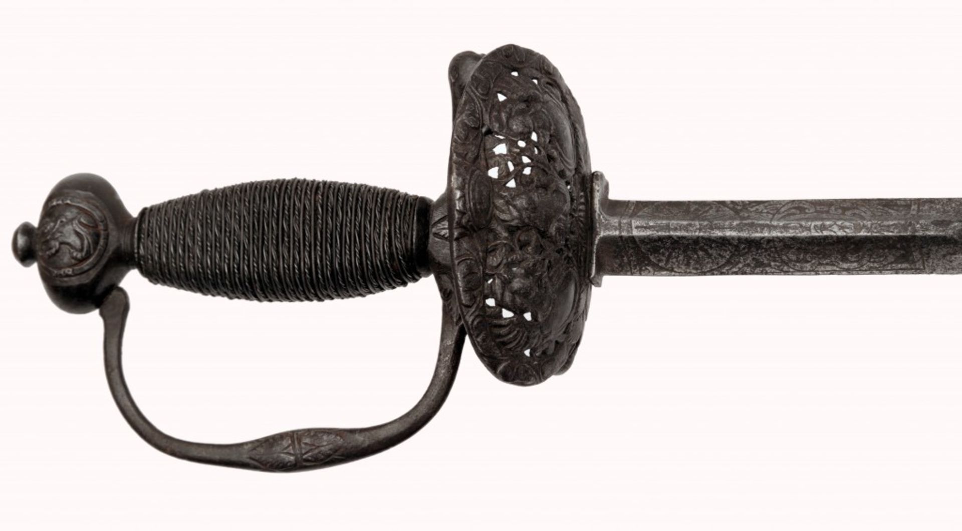 A small-sword with chiselled iron hilt - Image 3 of 11