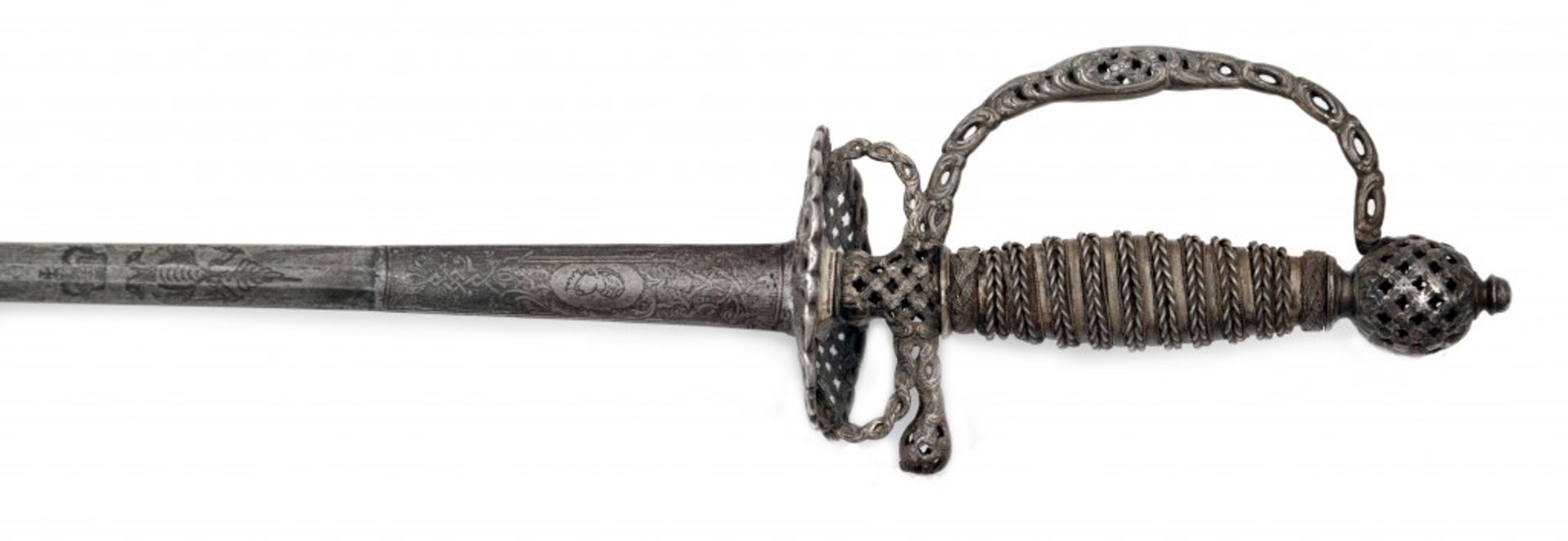 A Fine Austrian Court Sword with Gold-Plated Silver Hilt - Bild 2 aus 6