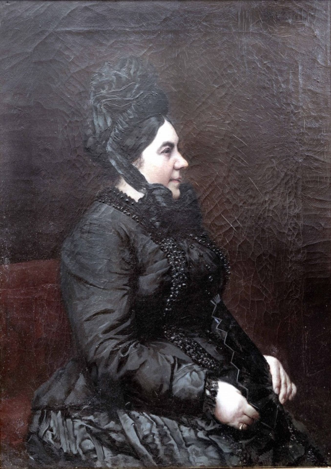 Portrait of a Lady in Black, Vaclav Brozik - Image 2 of 3