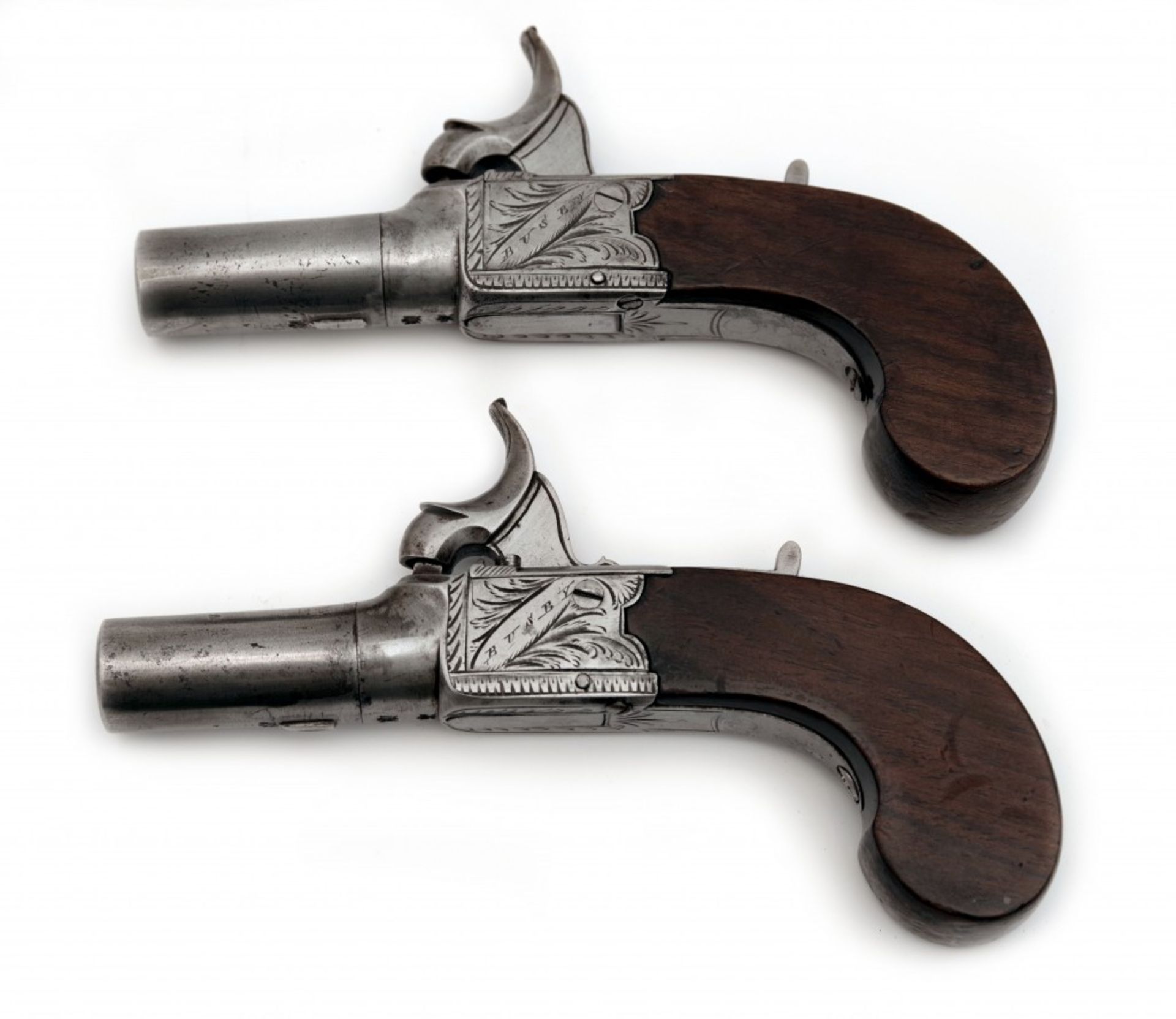 A Pair of Cased Percussion Pocket Pistols by James Busby - Image 6 of 7