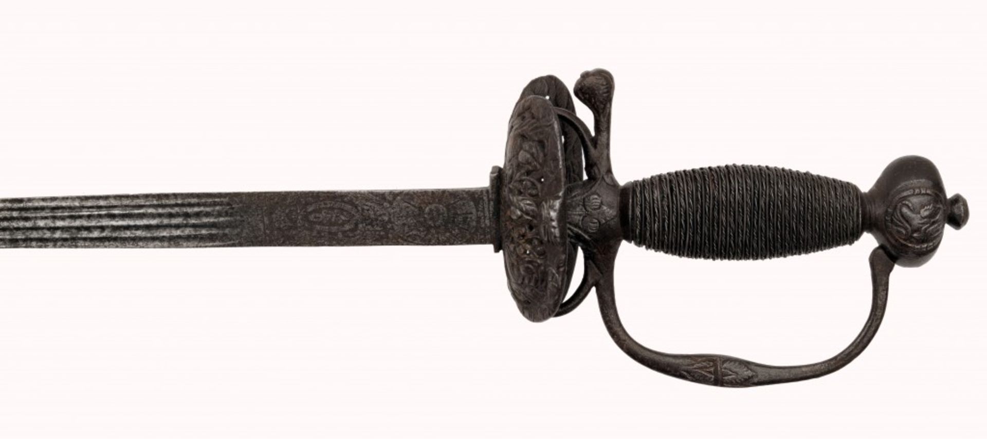 A small-sword with chiselled iron hilt - Image 4 of 11