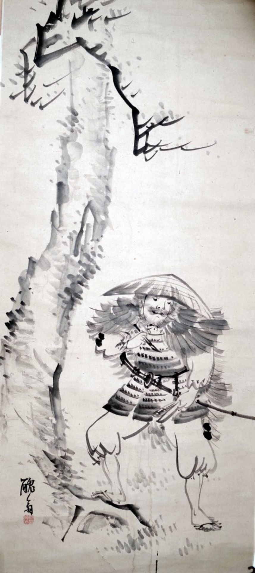 Samurai Kojima Takanori, der ein Gedicht auf einem Sakura-Stamm schreibt - Image 2 of 2