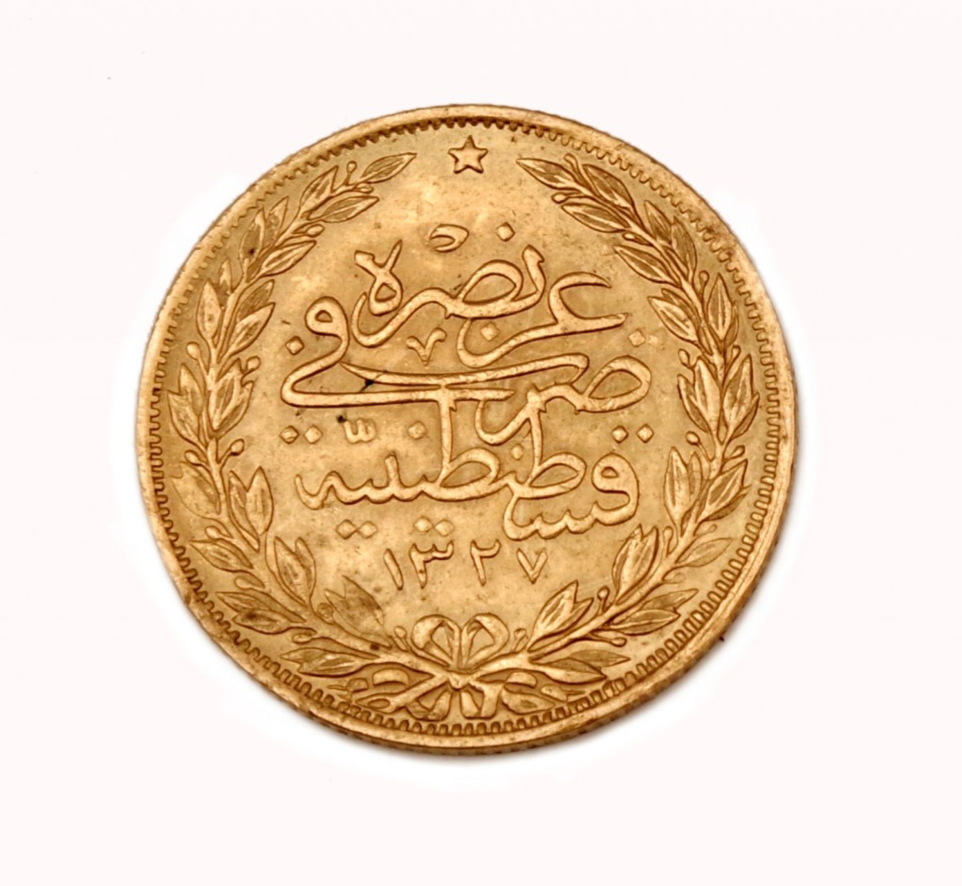Gold, 100 Kurus Muhammad V, 1327/4 (1913) - Image 2 of 2