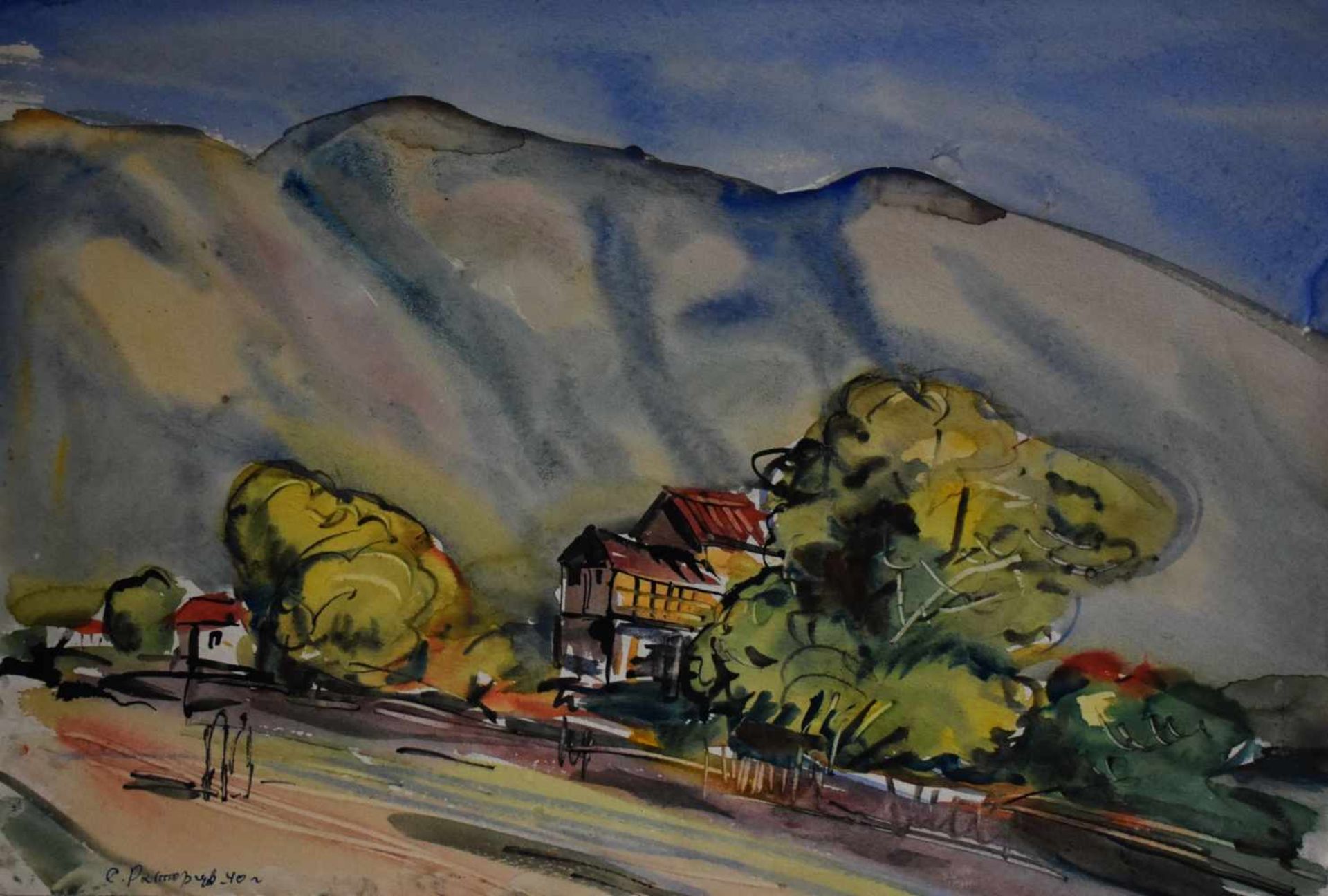 Rastorquev, Sergej Nikolaevic (1896 - 1943), "Häuser am Berg"