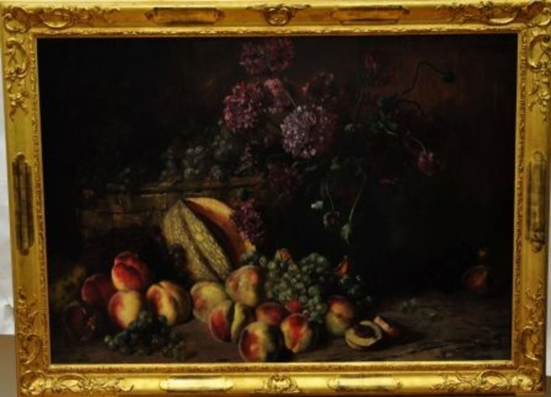 Ebersberger, Max (1852 - 1926 Nürnberg), "Stillleben mit Obst und Blumen"