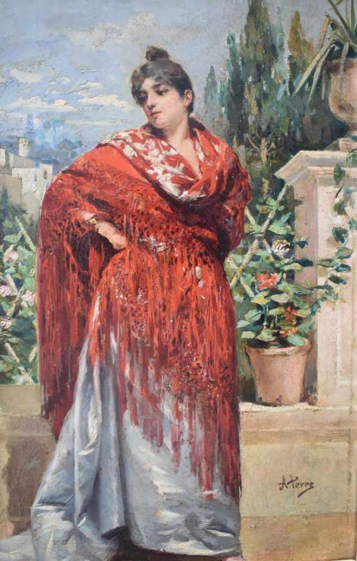 Perez, Alonso Mariano (1857 - 1930), "Spanierin im Garten"