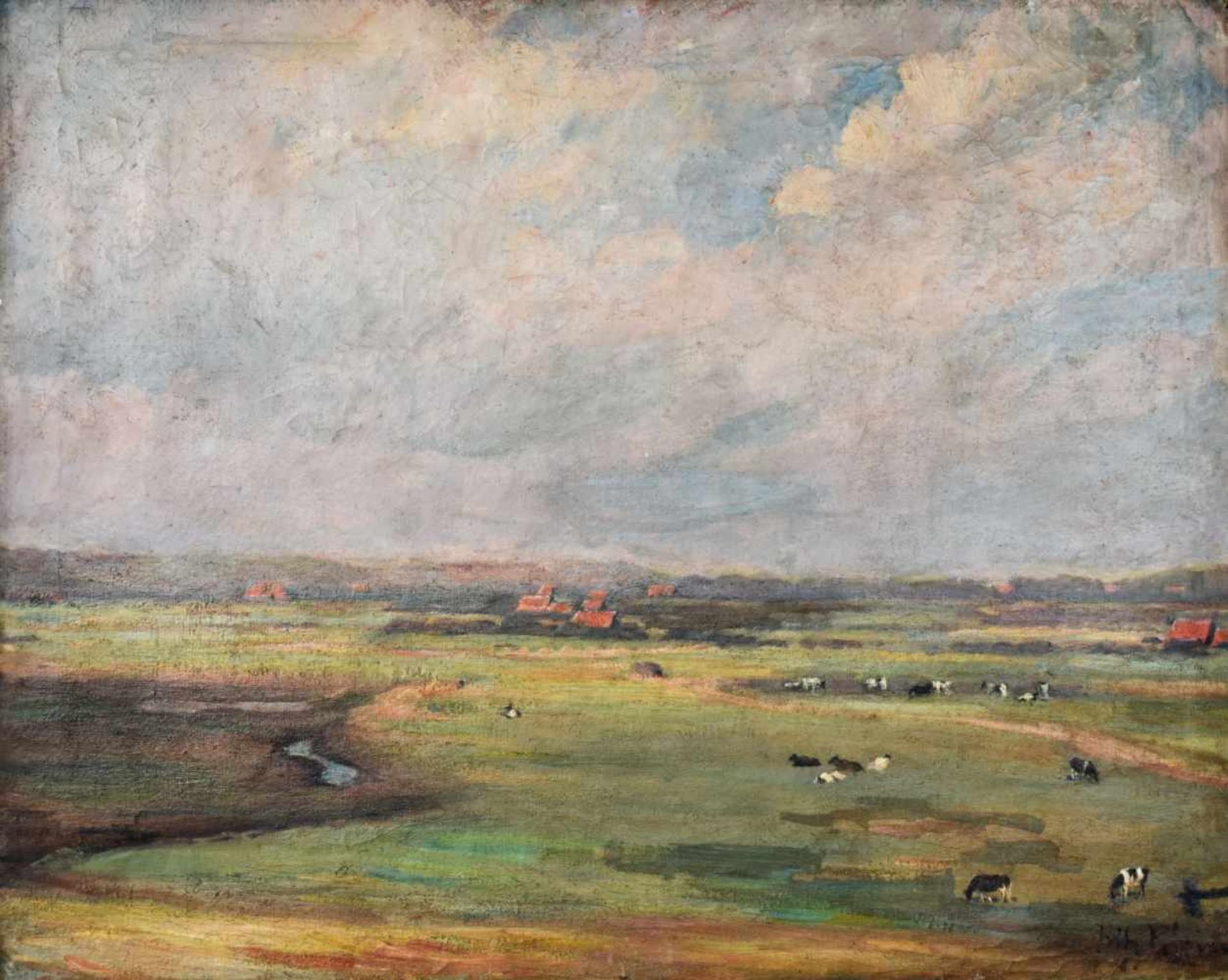 Rhein, Fritz (1873 - 1948), "Weite Landschaft mit Kühen"