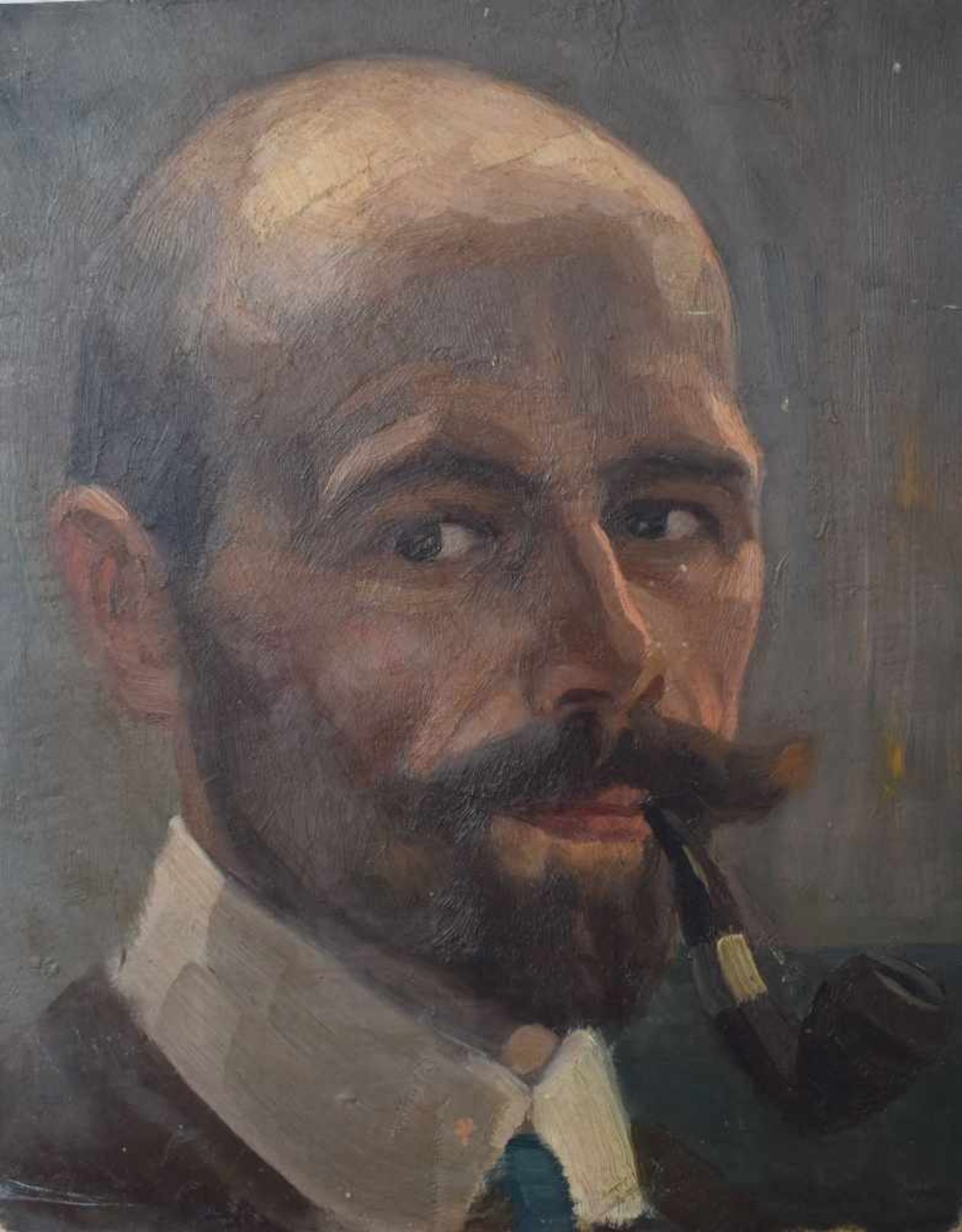 Unbekannter Künstler, Deutschland um 1920, "Herrenportrait mit Pfeife"