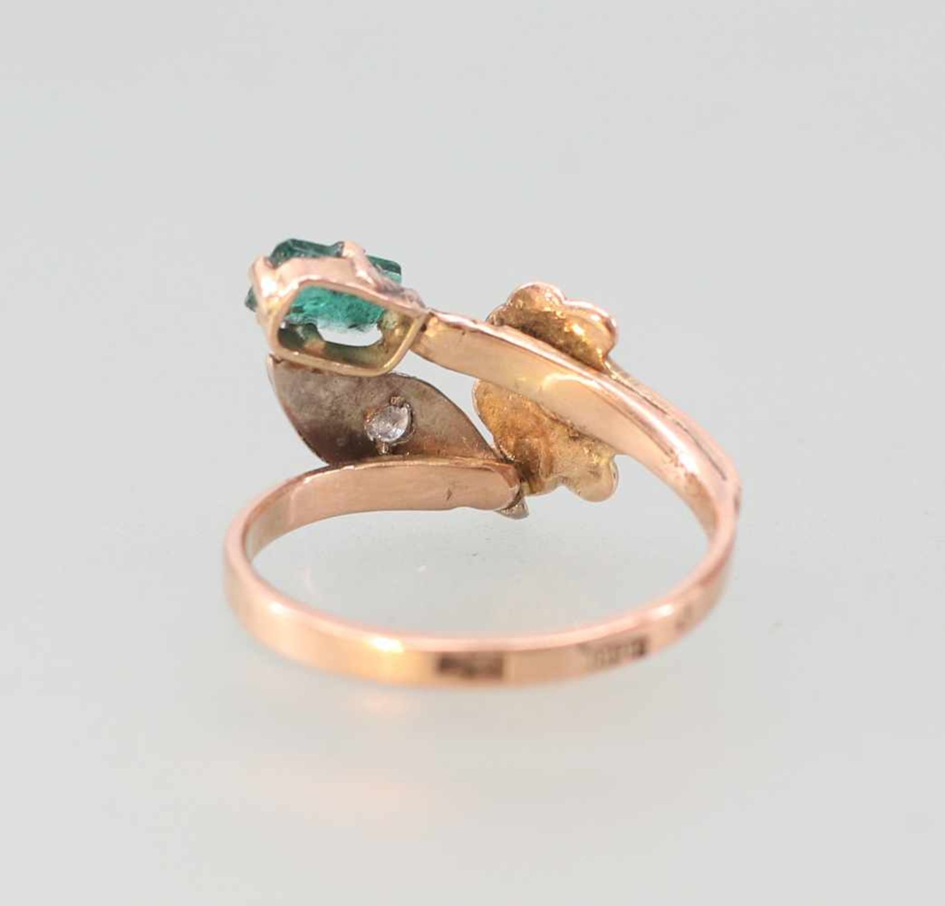 Antiker Smaragd-Brillant-Ring - Bild 5 aus 6