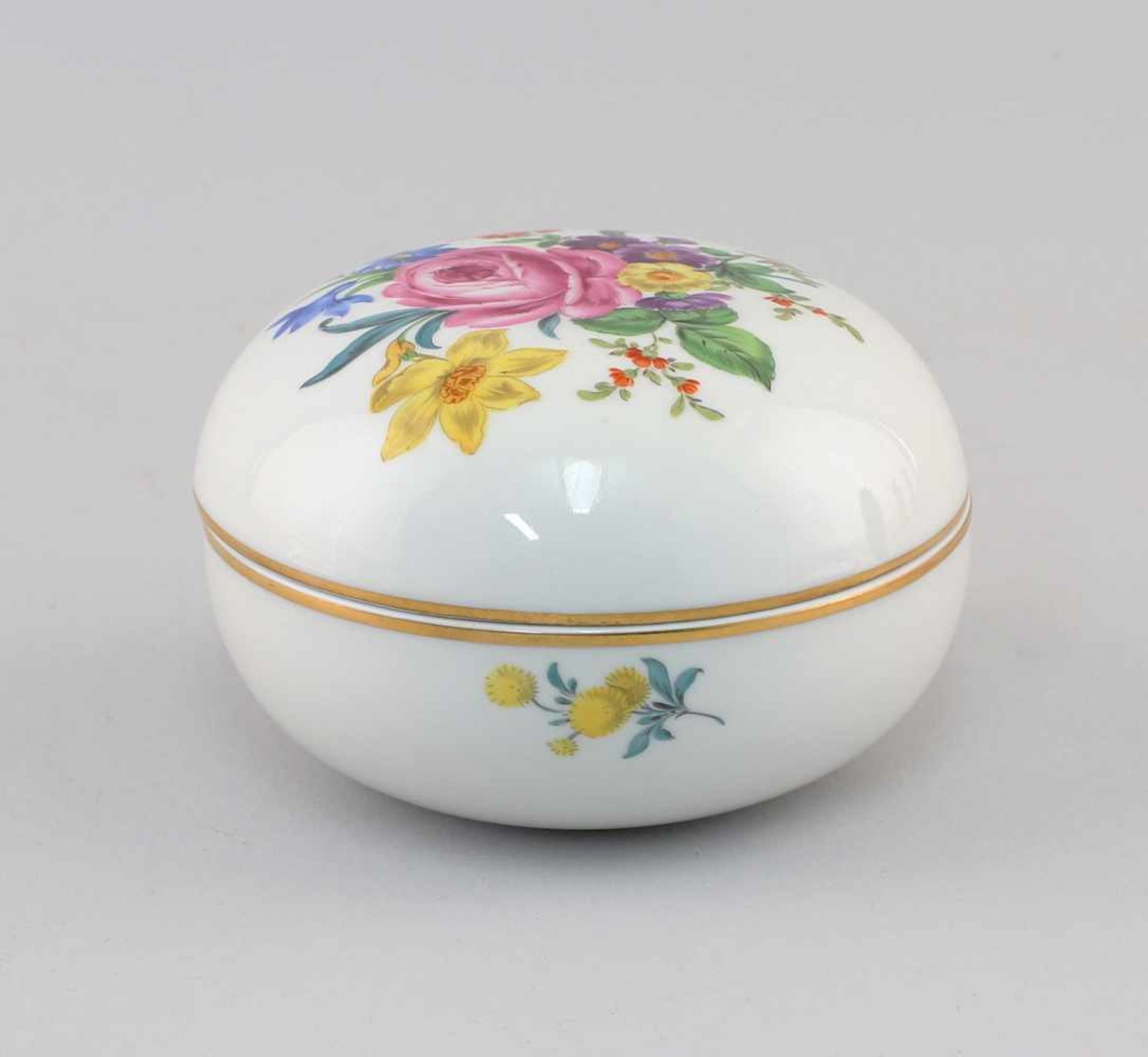 Große Dose Meissen Blumenmalerei