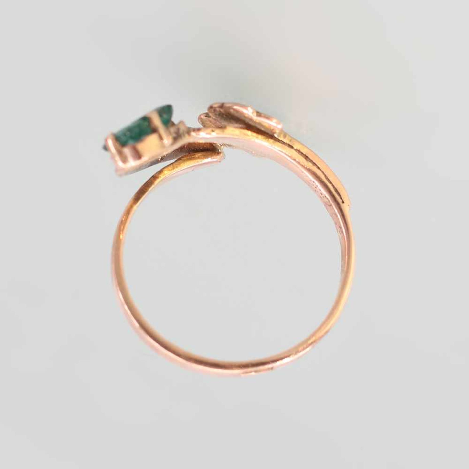 Antiker Smaragd-Brillant-Ring - Bild 4 aus 6