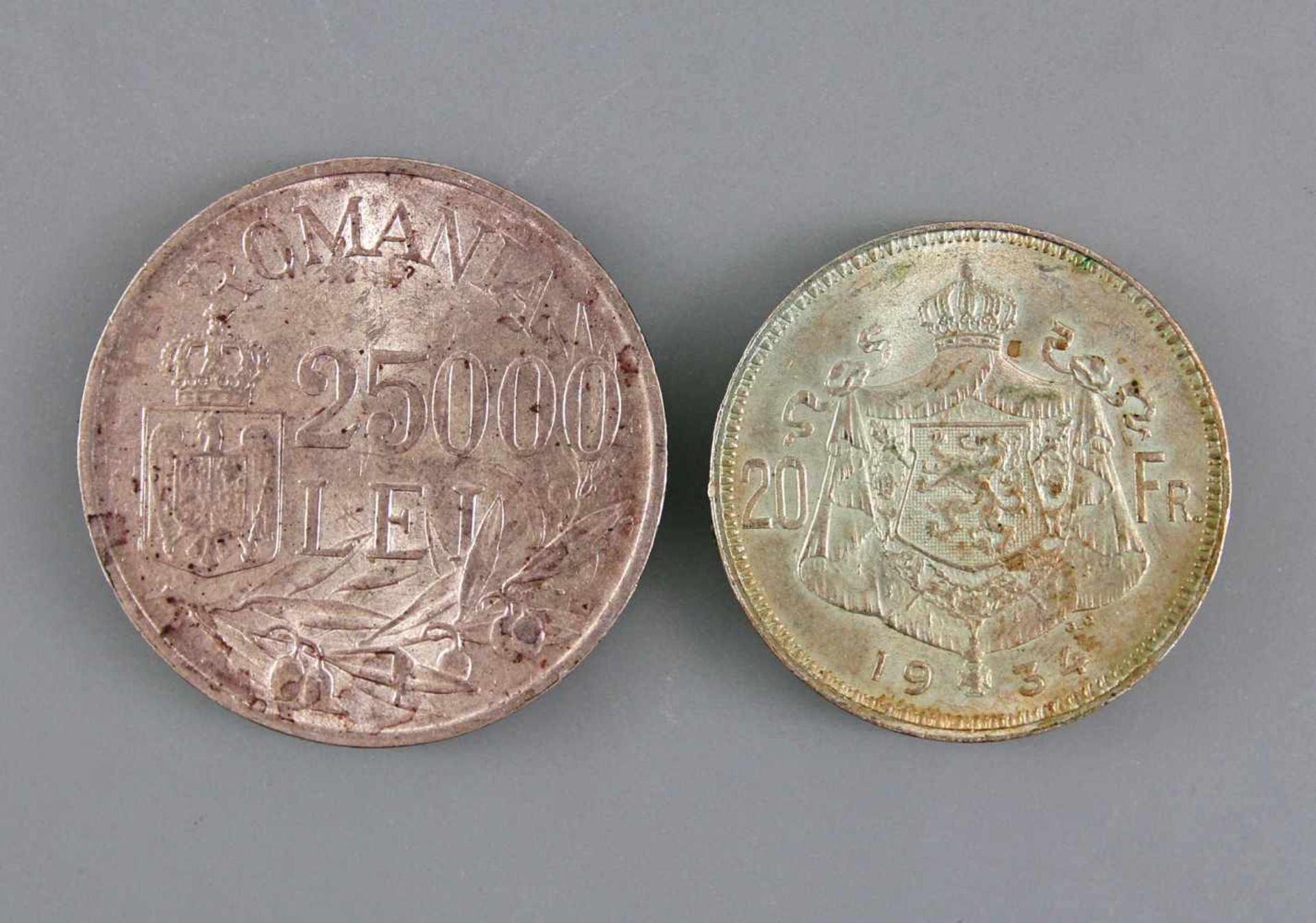 2 Silber.Münzen Belgien /Rumänien - Bild 2 aus 2