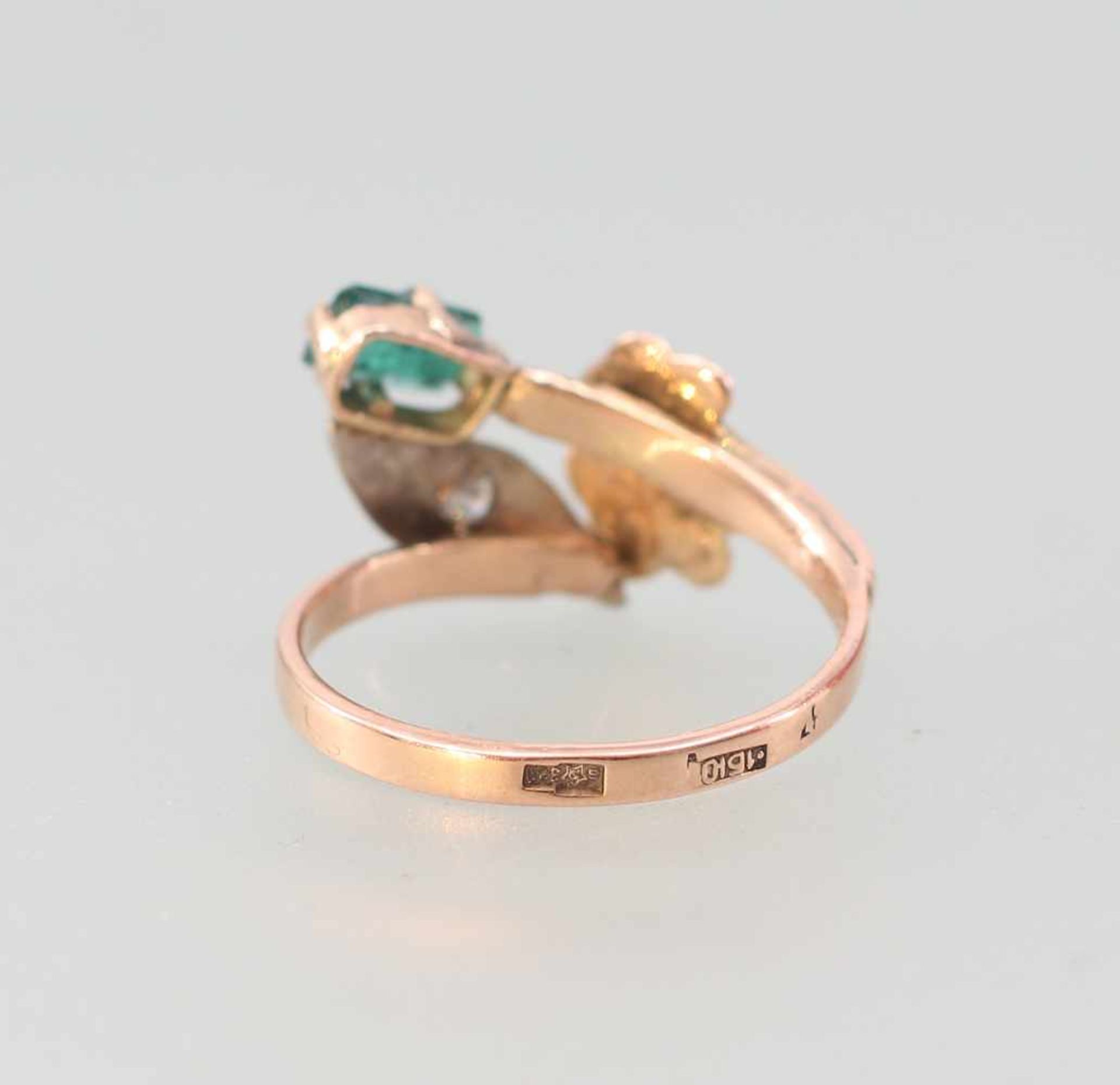 Antiker Smaragd-Brillant-Ring - Bild 6 aus 6