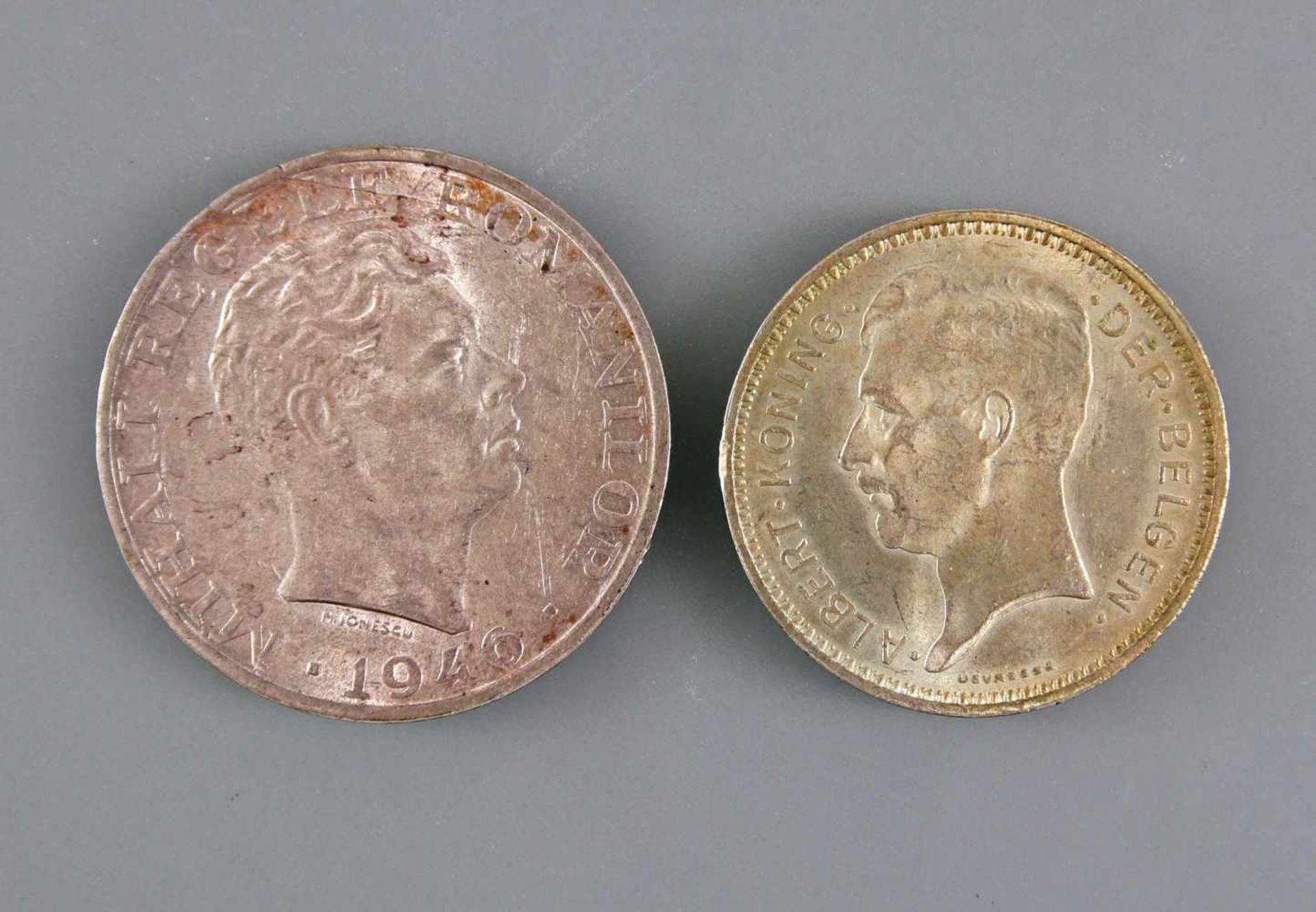 2 Silber.Münzen Belgien /Rumänien