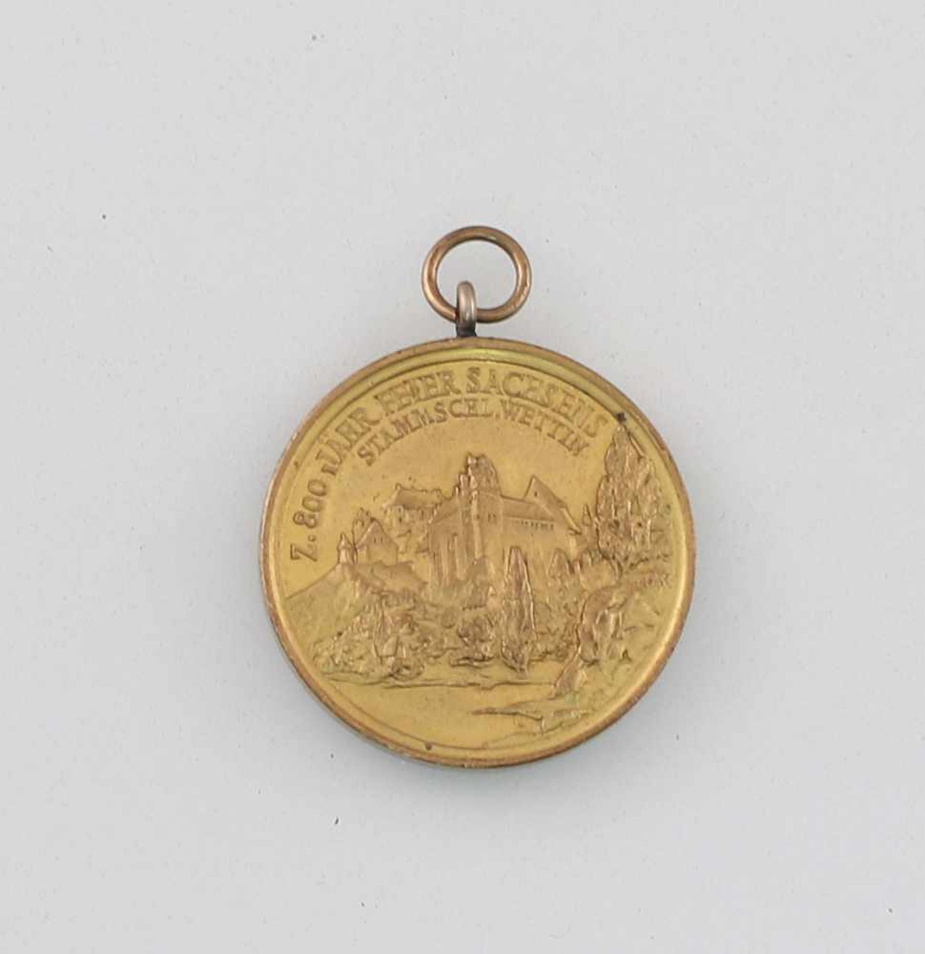 Bronze-Medaille Albert v. Sachsen 800 Jahrfeier Wettin 1889 - Bild 2 aus 2