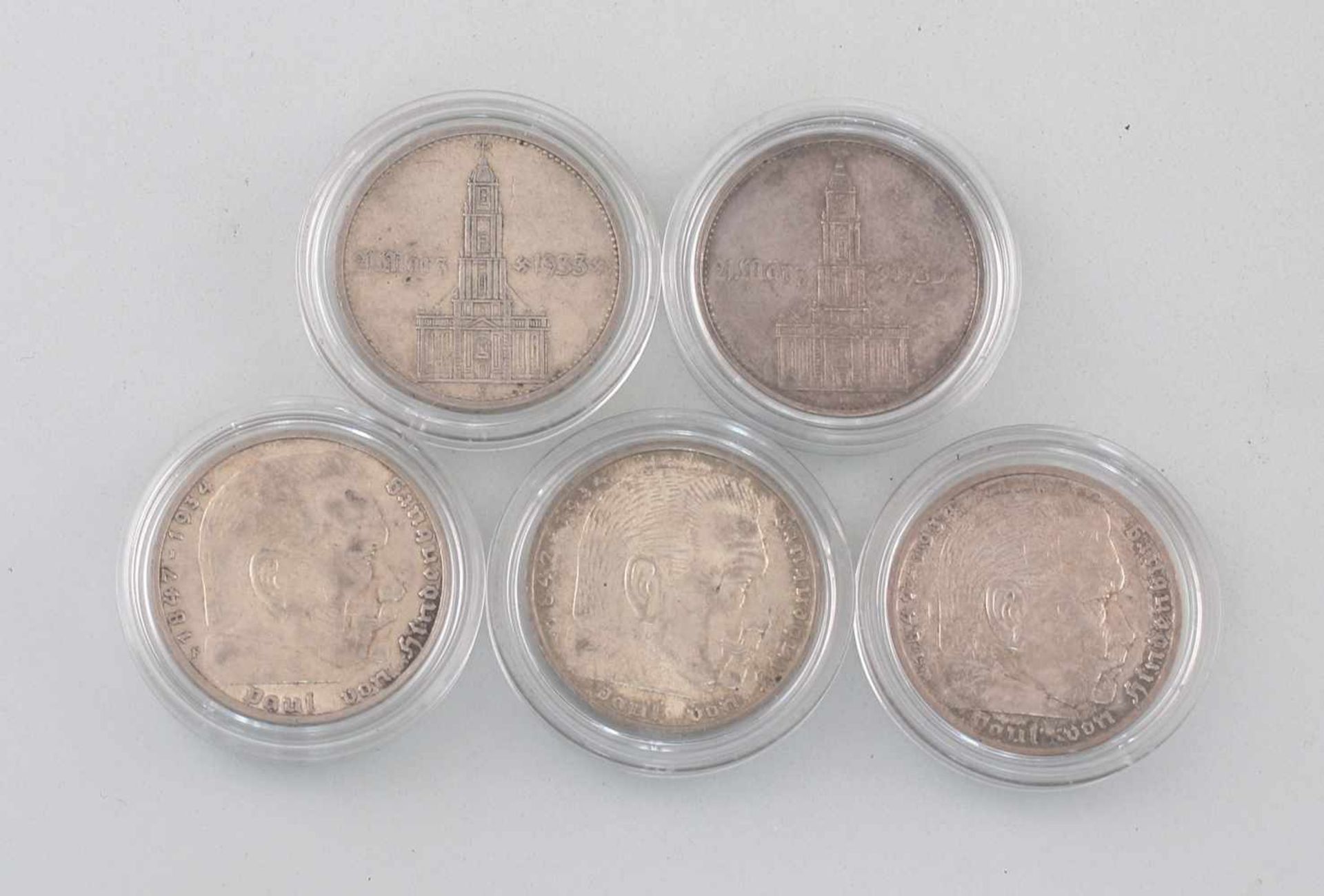 5 Silber-Münzen 5 Mark Deutsches Reich 1935-38