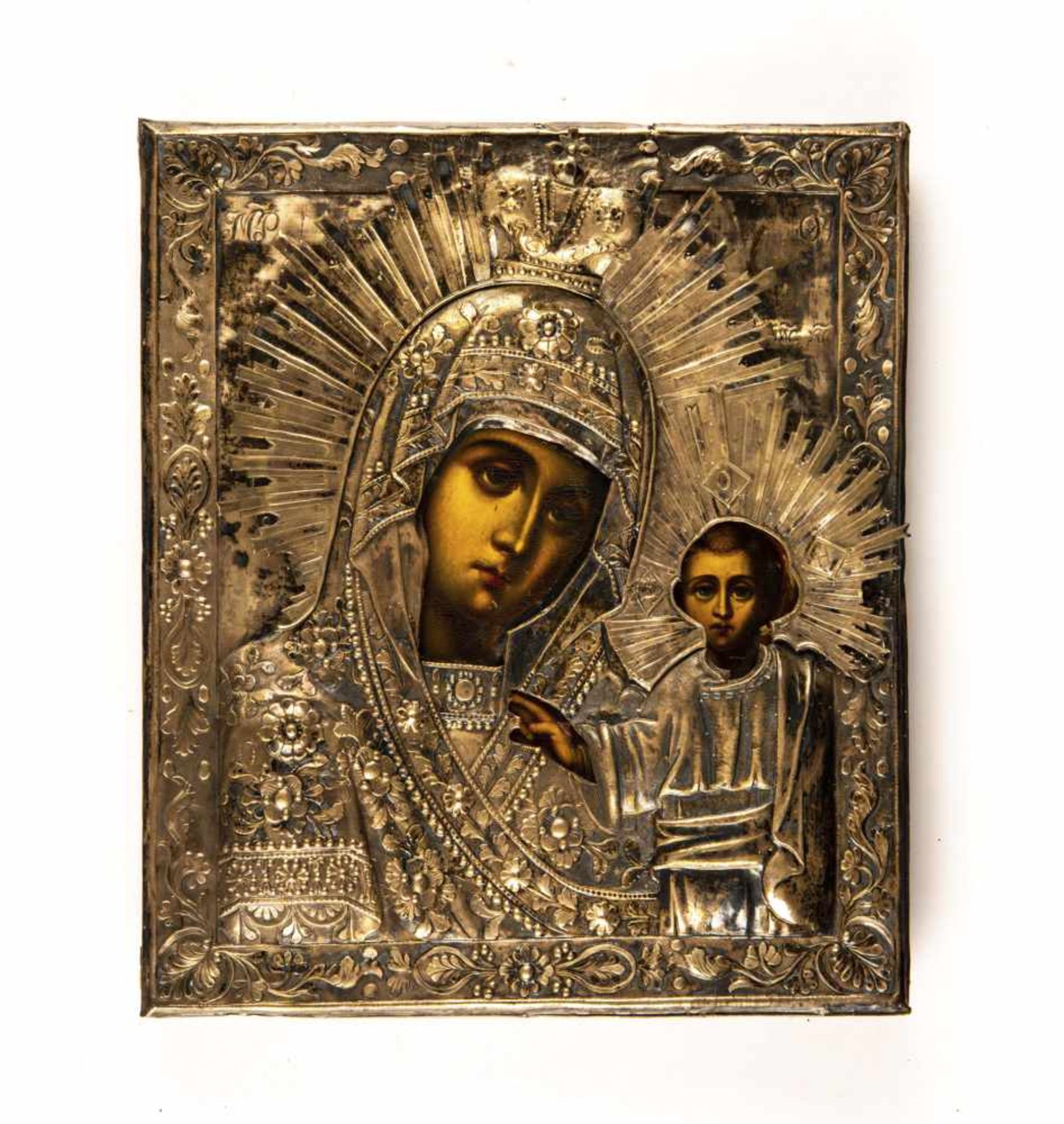 Icon 'Mother of God of Kazan' with silver oklad