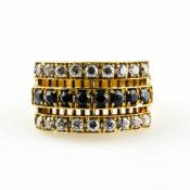 Ladies ring585 yellow gold, with 24 brilliants, total approx. 0.70 ct, vs-p1, JL, 8 faceted dark