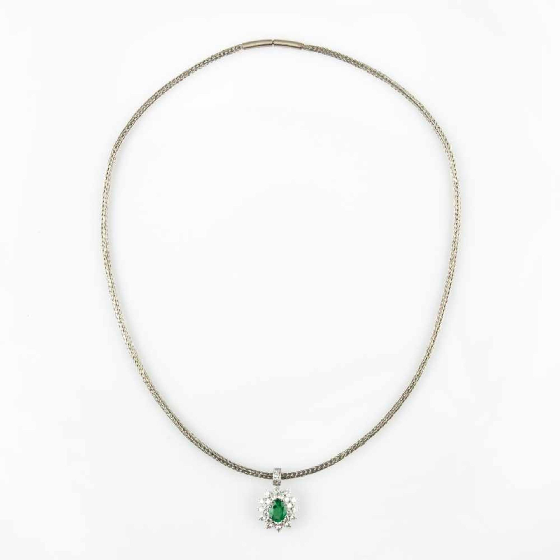 Necklace with emerald pendant