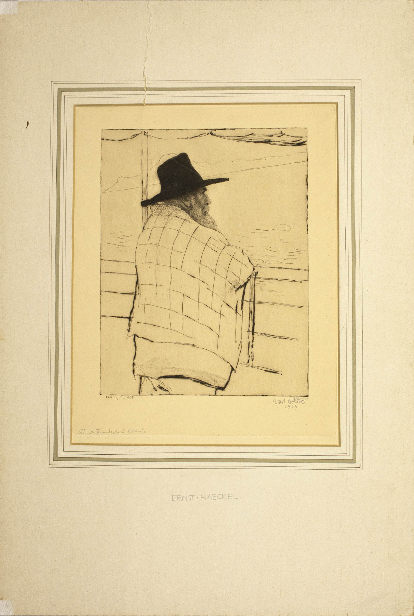 Emil Orlik (1870 Prag - 1932 Berlin)Ernst Haeckle an Bord der Kiautschou/ Colombo/ Insulinde 1901, - Image 2 of 2